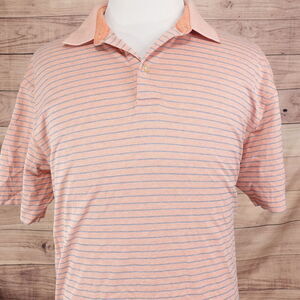 JOS A BANK LEADBETTER GOLF ORANGE STRIPED POLO SHIRT MENS SIZE XL